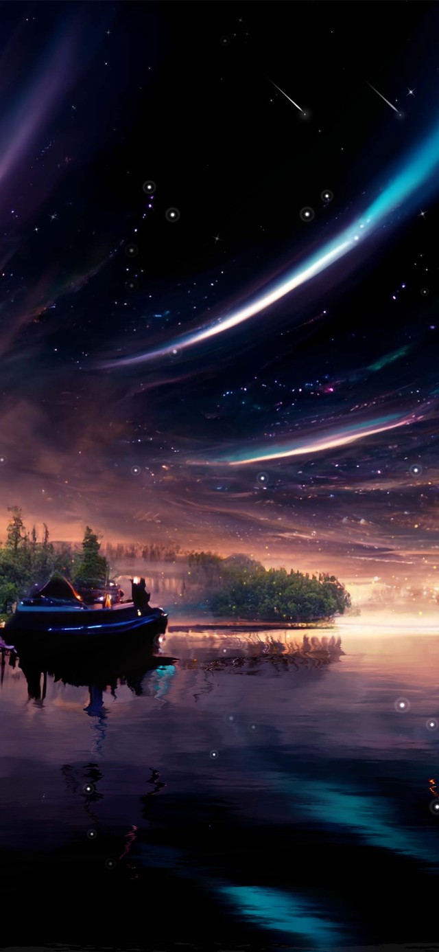 治愈梦幻星空湖景