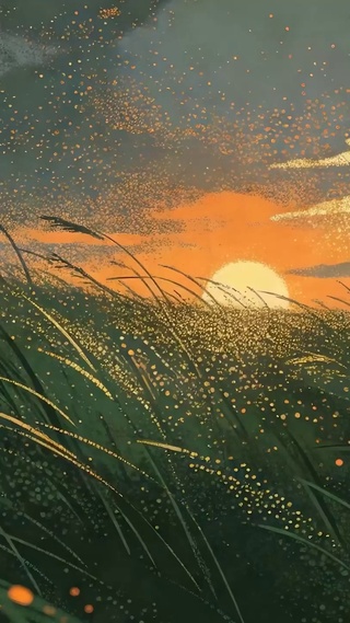 夕阳花草树木