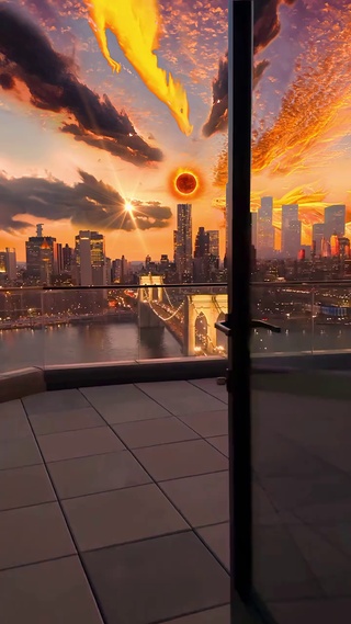 晚霞下的城市建筑