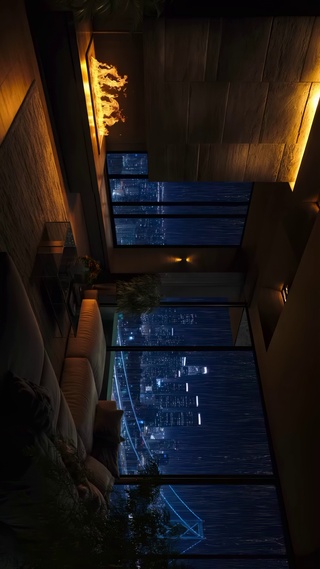城市窗外雨夜