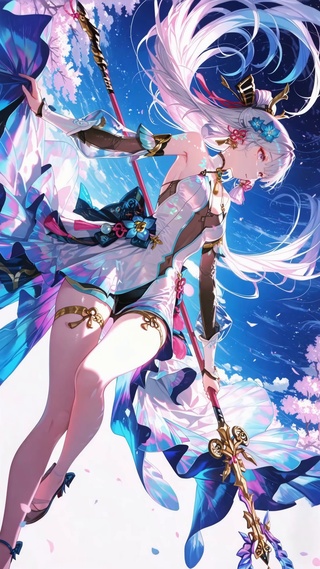 唯美樱花二次元银发美少女