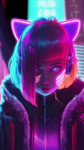 赛博朋克光影少女