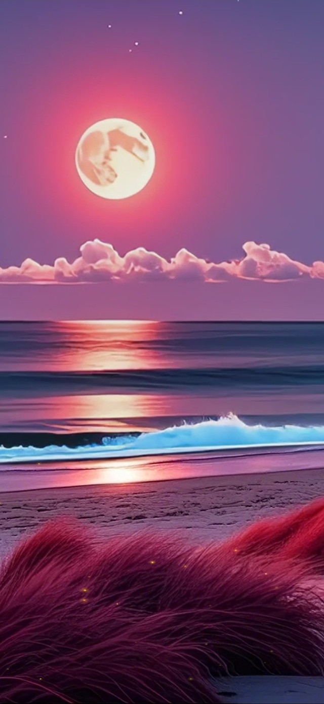 海浪月光与萤火