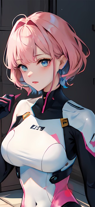 治愈粉发海滩少女