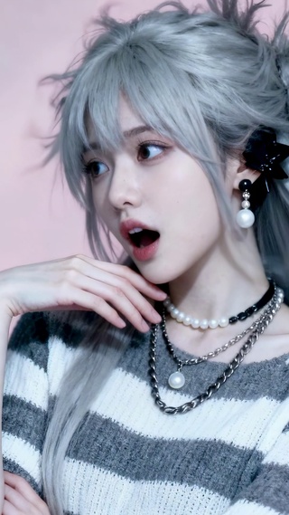 甜酷风银灰发少女的个性穿搭暴击