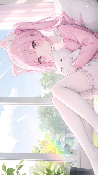 粉发猫娘