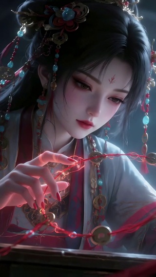 古风红线娘汉服美女