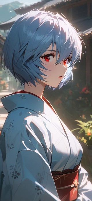 唯美古风蓝发少女