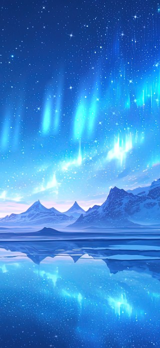 极光舞动的北极夜空