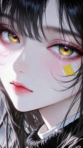 金瞳黑发的甜酷美人