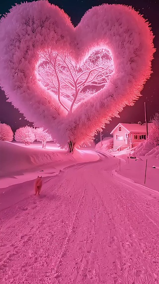 浪漫粉色爱心树