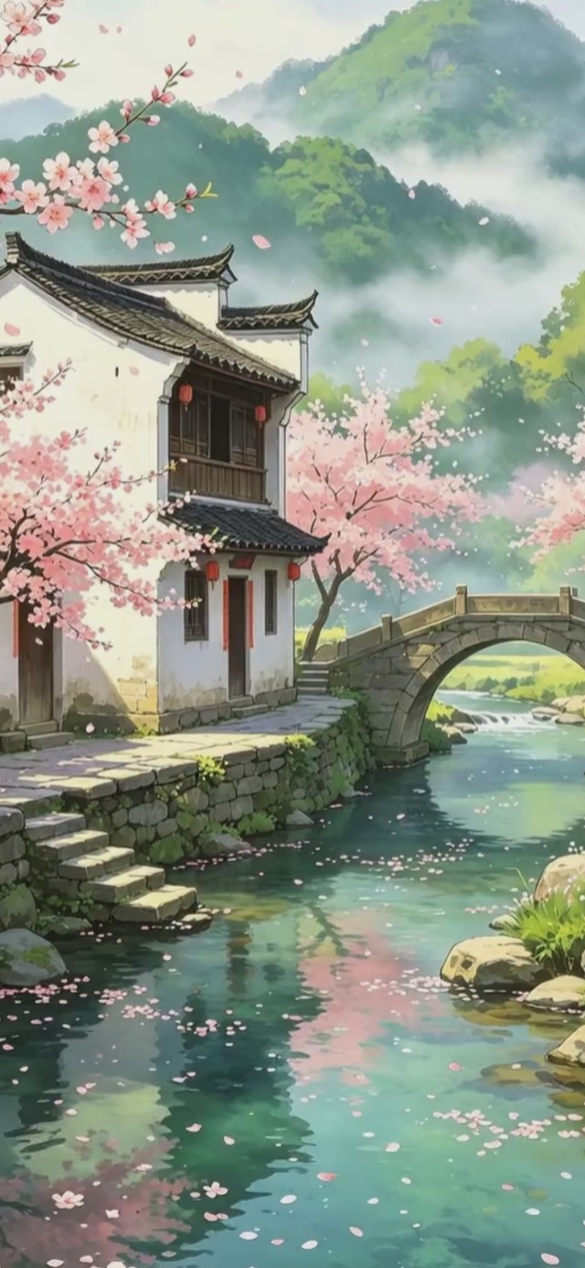 溪边人家·春 手机锁屏