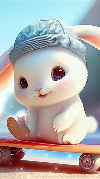 可爱滑板兔