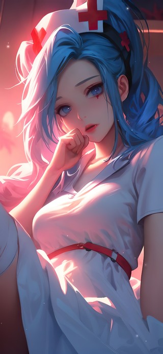 纯欲系蓝发护士