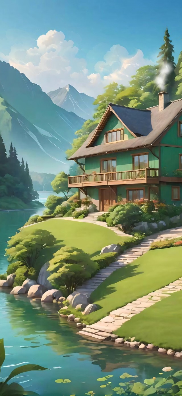 森林湖泊小屋
