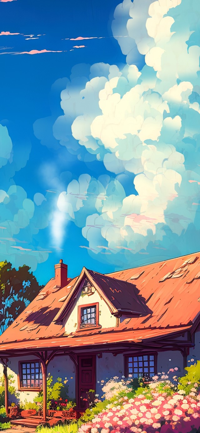 4k 治愈蓝天小屋