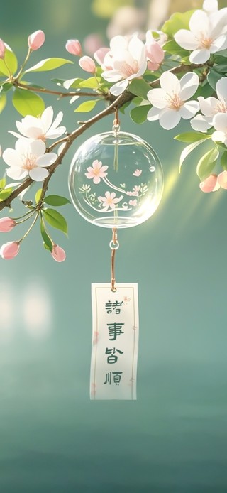 清新湖风铃花