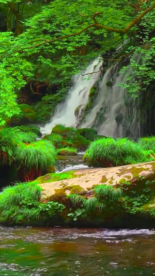 4K夏日清凉山涧溪流