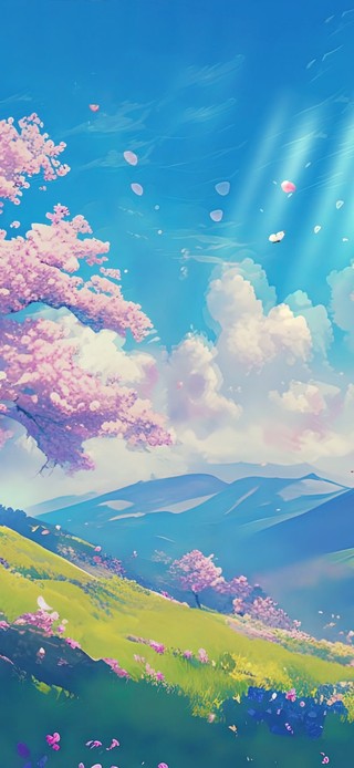 动漫风格AI樱花插画