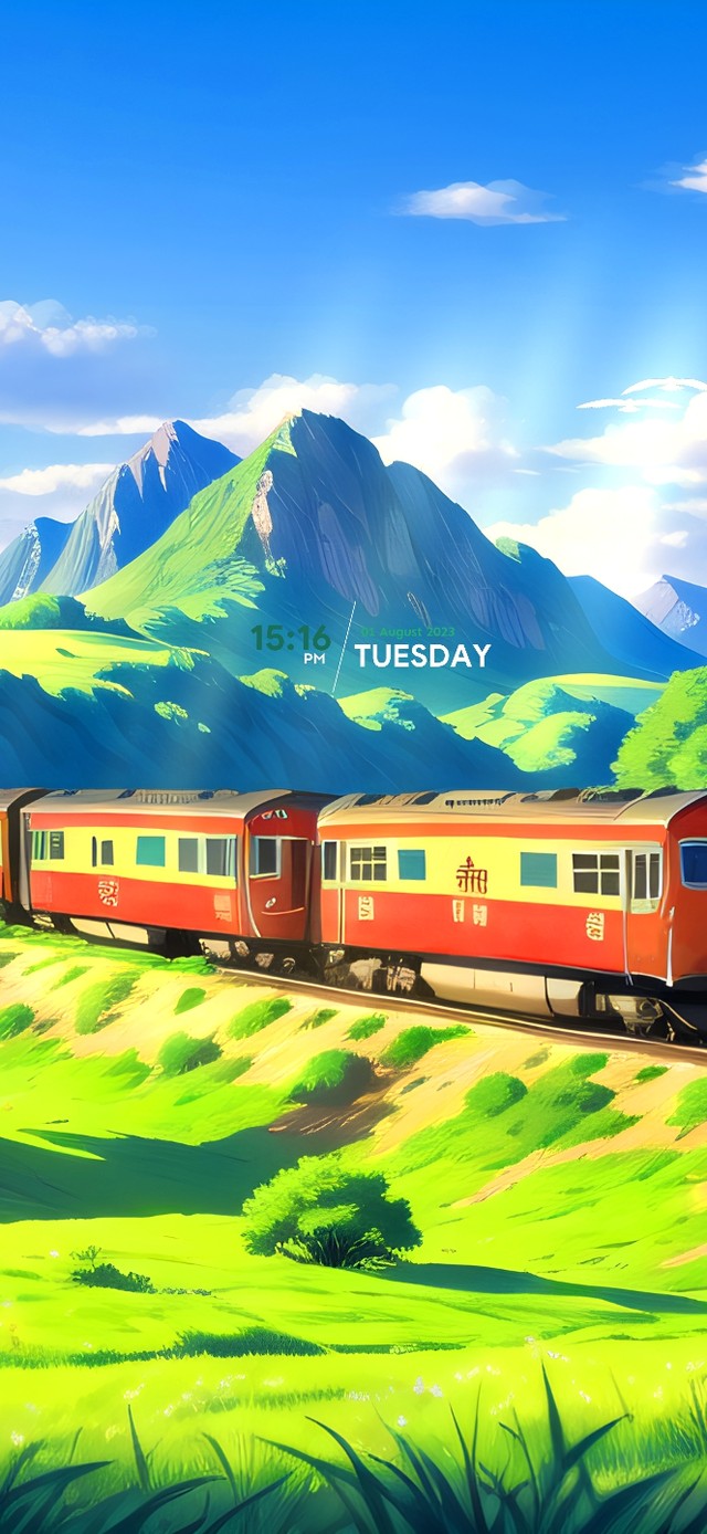 唯美夏日火车美景