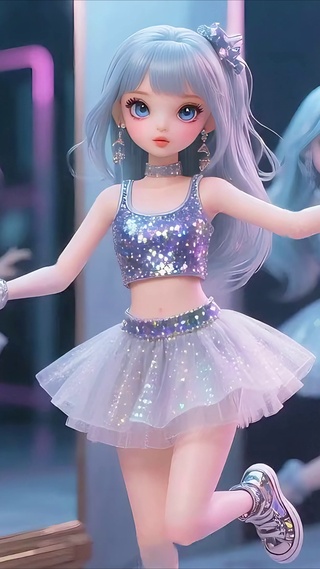 跳舞的俏皮女孩