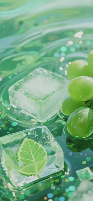 清凉绿色冰块壁纸