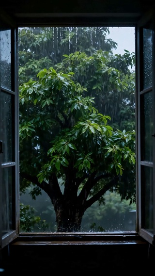 雨窗听绿