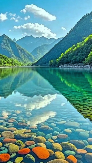 清澈治愈湖水