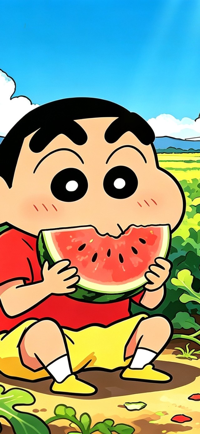 蜡笔小新 乡村瓜田 蓝天白云