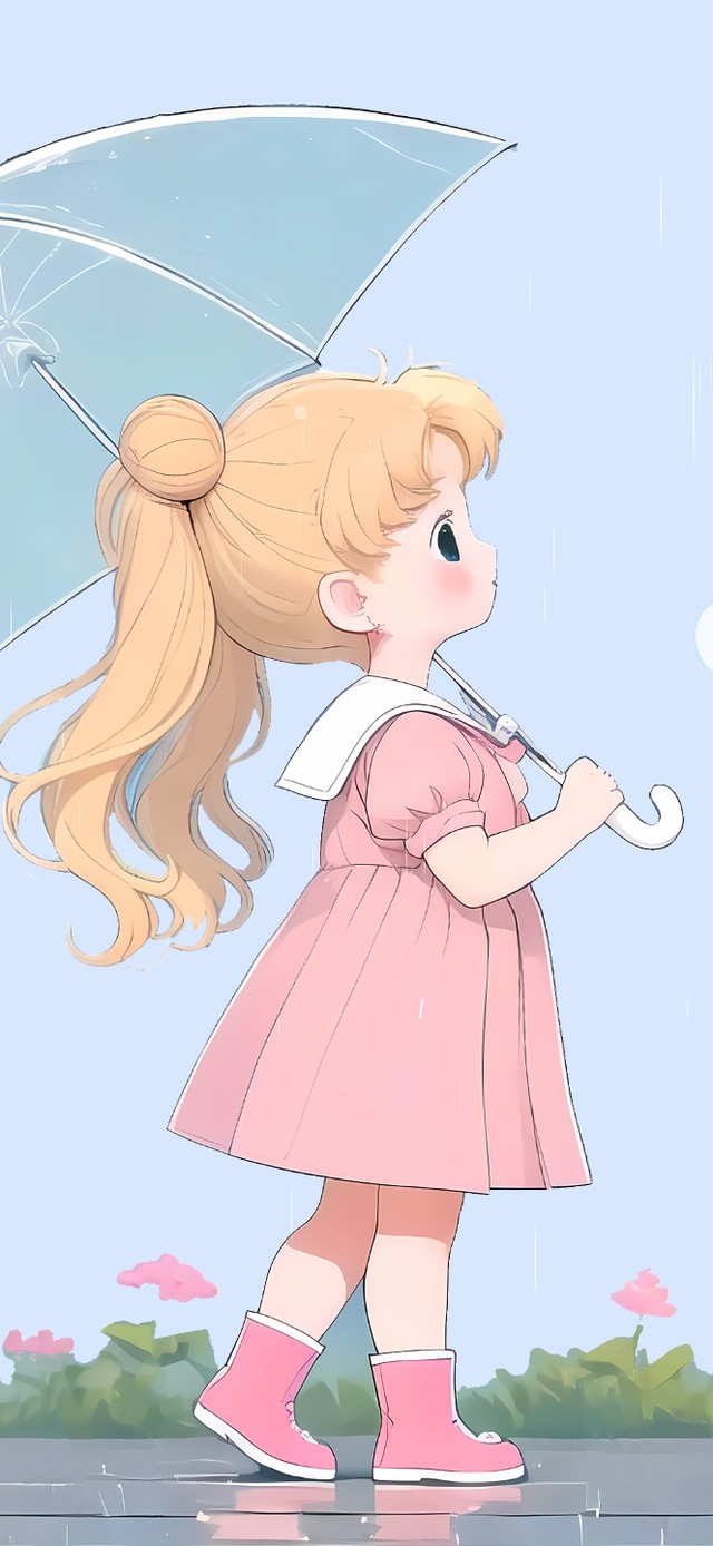 雨天女孩和小兔