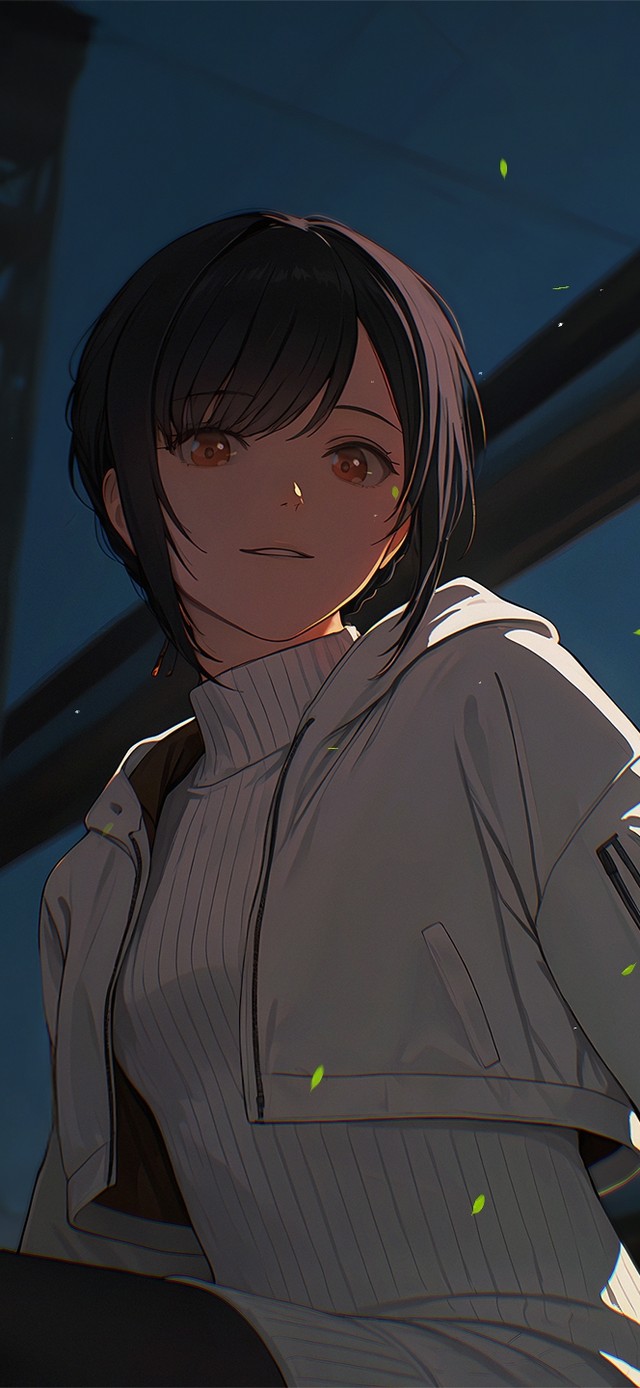 唯美夜晚风景少女