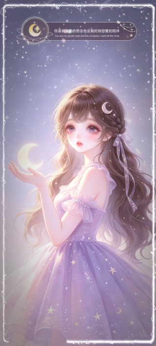 二次元紫色星月少女