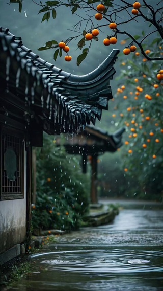 雨中景