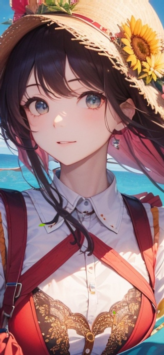 海边草帽女孩