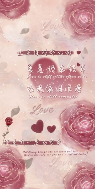 小清新治愈玫瑰依旧浪漫手写文字
