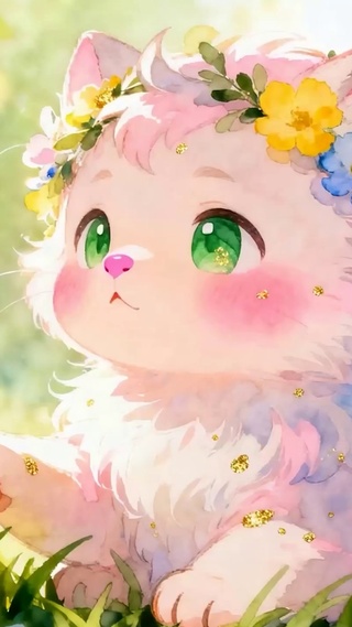 戴着花环猫咪
