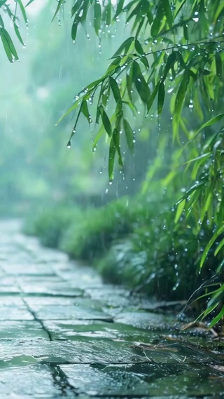 雨天竹林清幽治愈风景