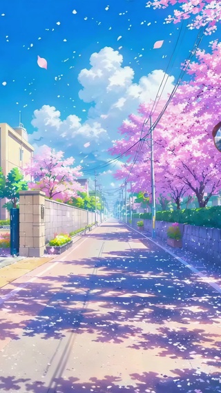 护眼校门前的樱花小路