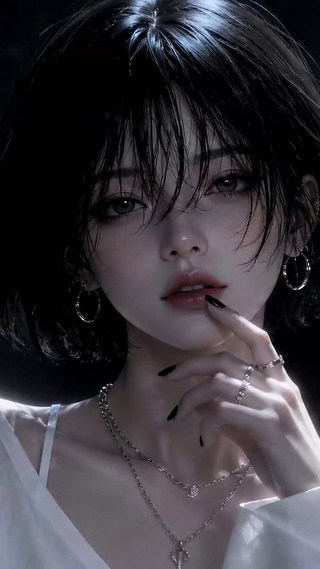 暗调氛围感清冷短发美女