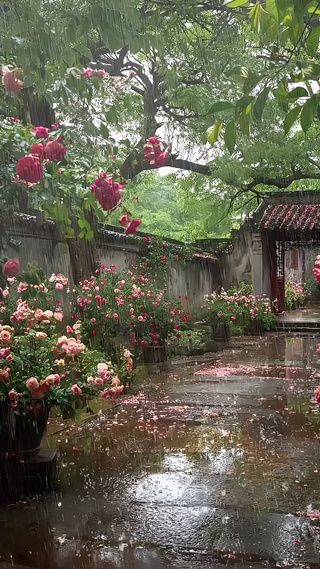 落雨的小院