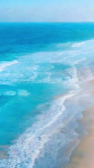 唯美沙滩海浪4K