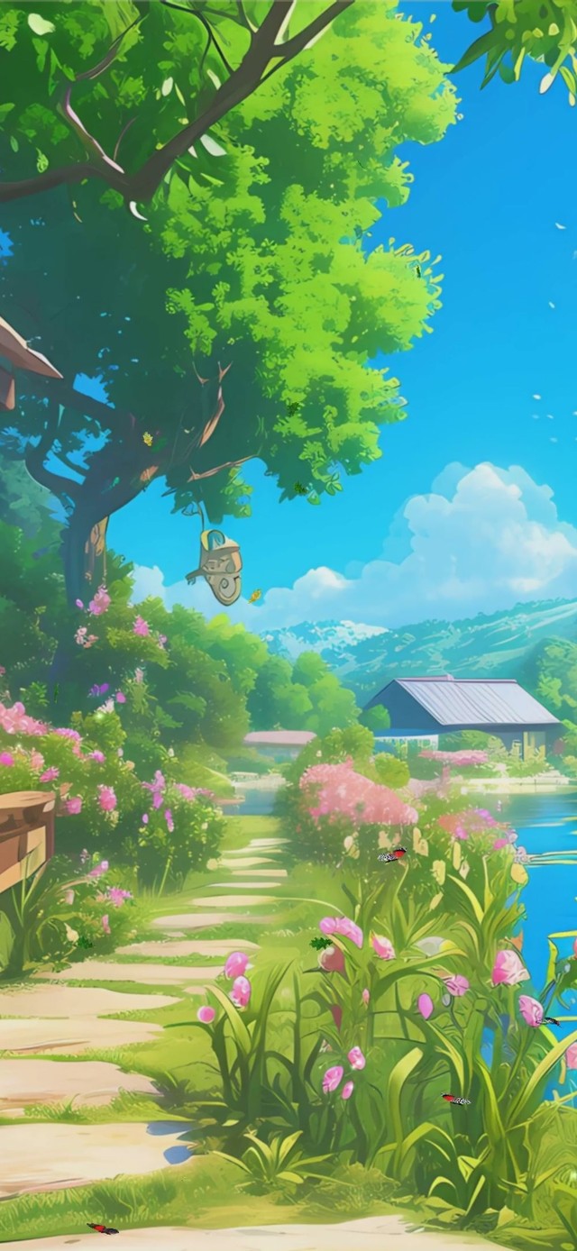 护眼蓝天白云绿景