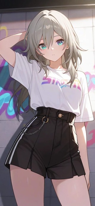 唯美涂鸦墙少女