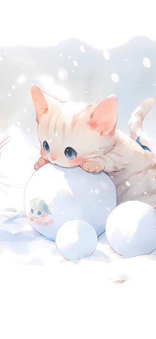 玩雪球的猫咪