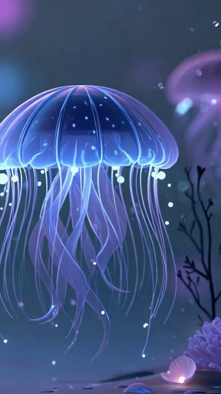 梦幻深海发光水母