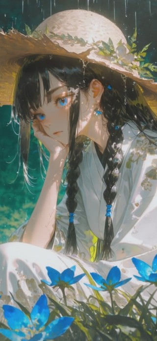 护眼壁纸 斗笠女孩