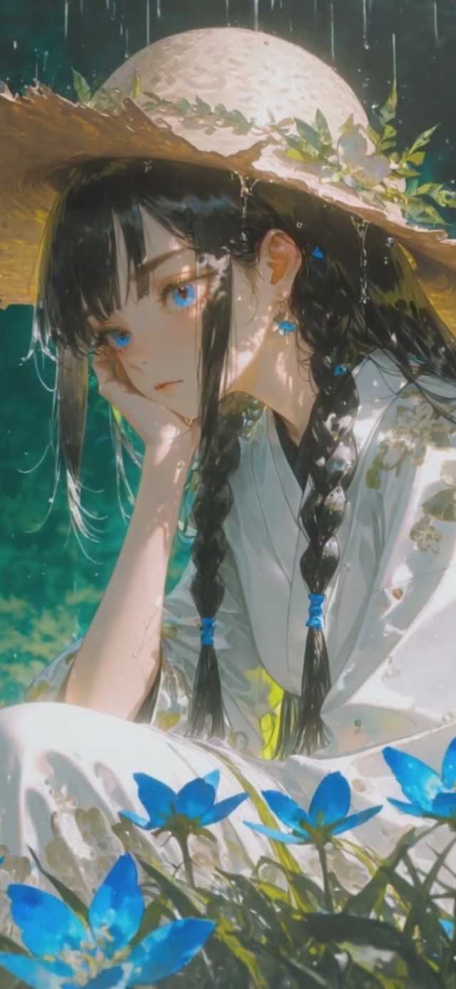 护眼壁纸 斗笠女孩