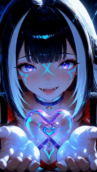 赛博朋克兽耳美少女比心
