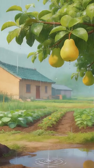 雨天梨子树