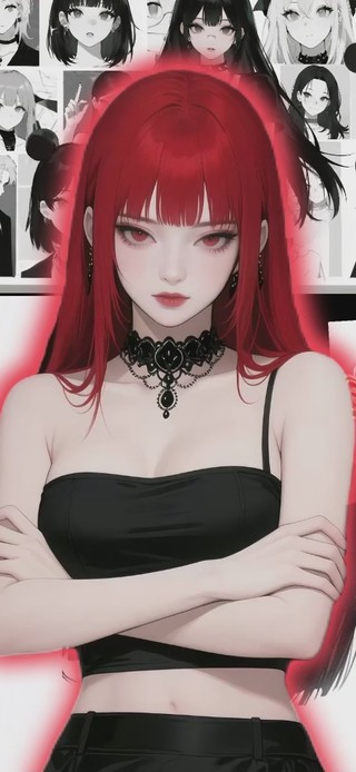 红发富江环绕少女